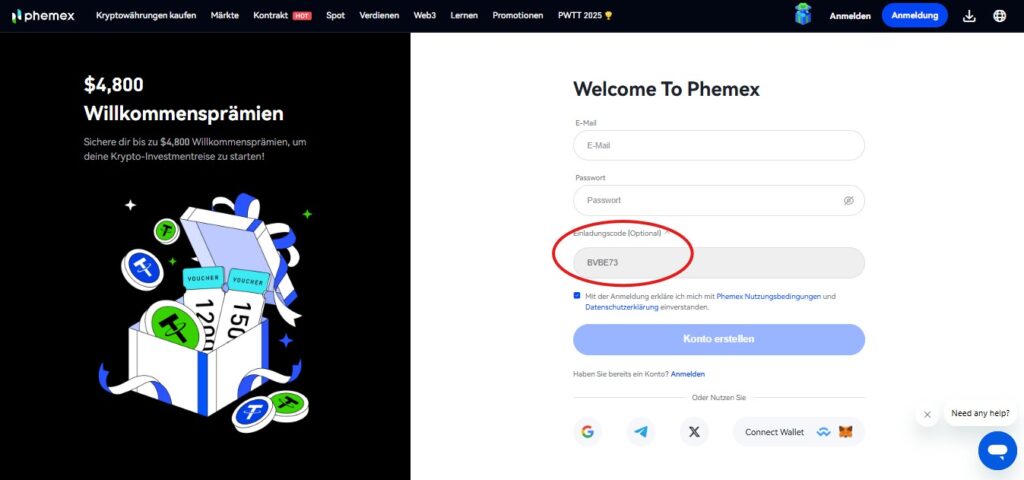 Phemex Einladungscode