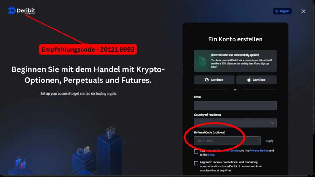 Deribit Empfehlungscode 20121.8993 – Jetzt 1000€ Bonus sichern & 10% Rabatt