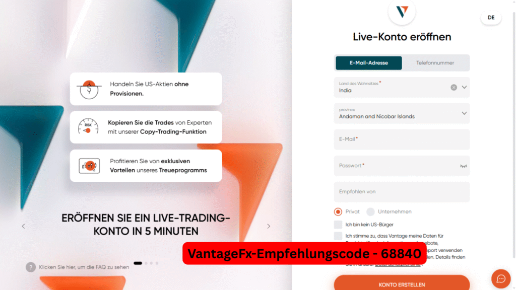 VantageFx Empfehlungscode: $100 + 15% Rabatt sichern!